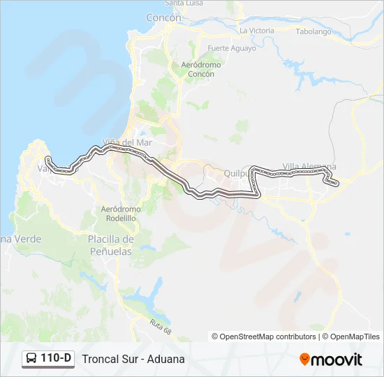 110-D Bus Line Map