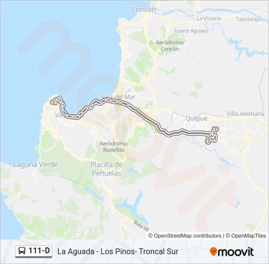 Mapa de 111-D de autobús