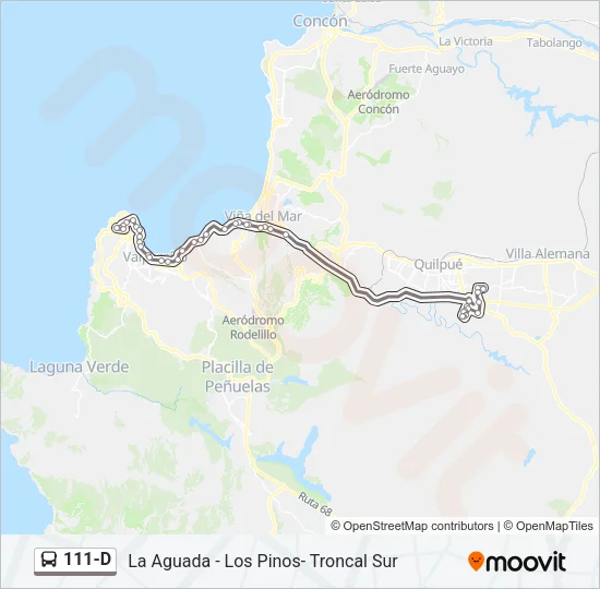 111-D Bus Line Map