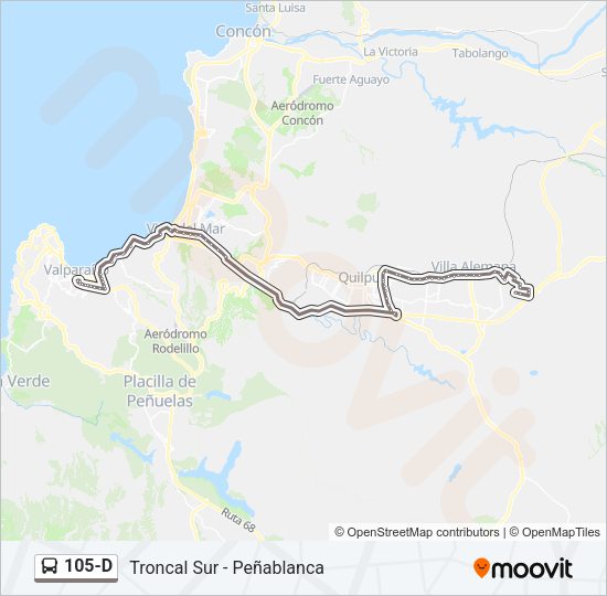 Mapa de 105-D de autobús