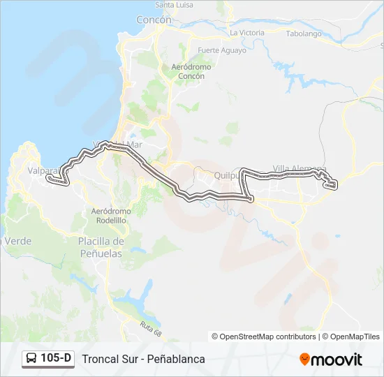 105-D Bus Line Map