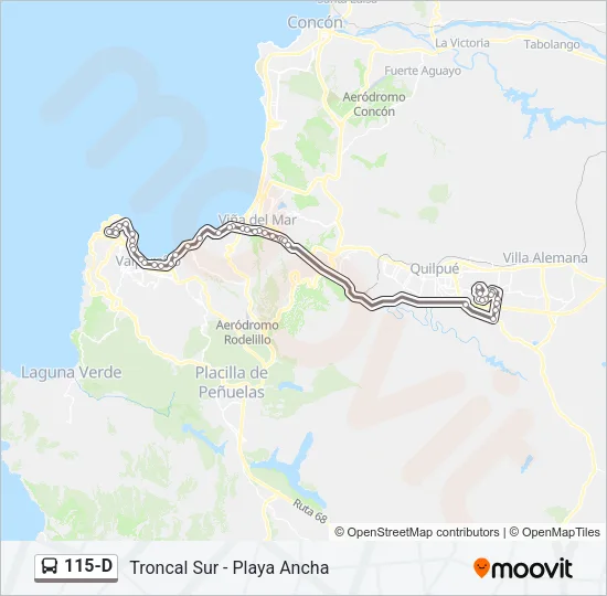 115-D Bus Line Map