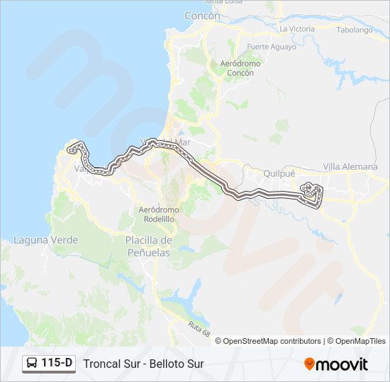 Mapa de 115-D de autobús