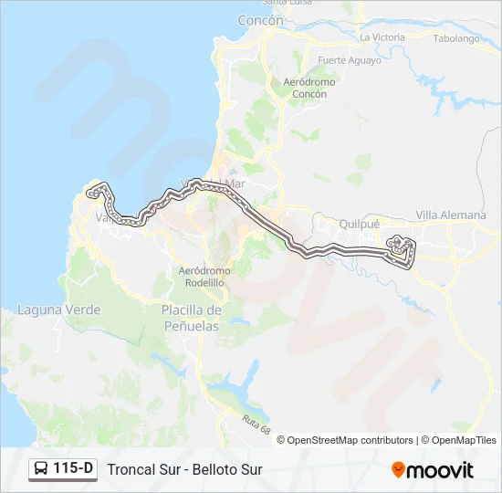 115-D Bus Line Map