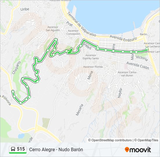 Mapa de 515 de autobús