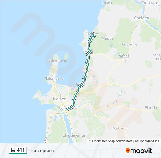 Mapa de 411 de autobús