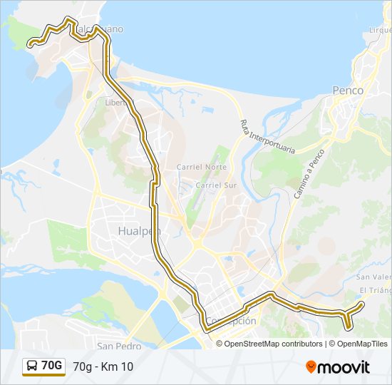 Mapa de 70G de autobús