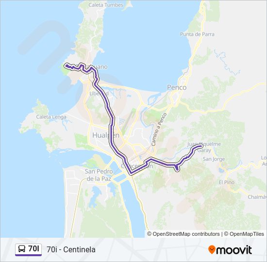 Mapa de 70I de autobús