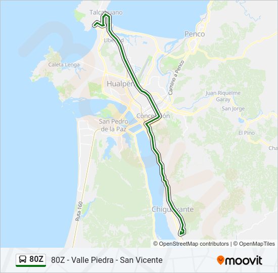 Mapa de 80Z de autobús