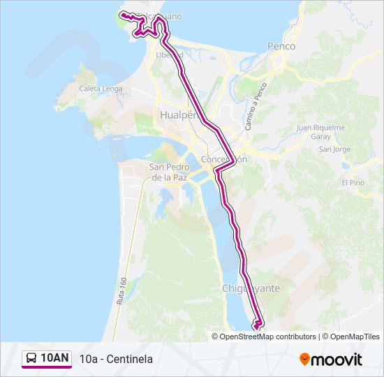 Mapa de 10AN de autobús