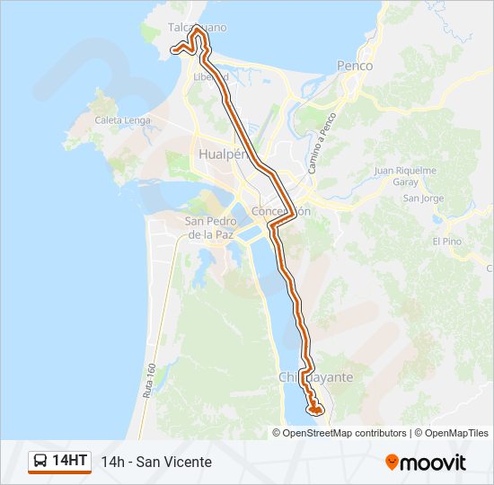 Mapa de 14HT de autobús