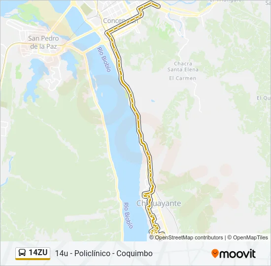 14ZU Bus Line Map