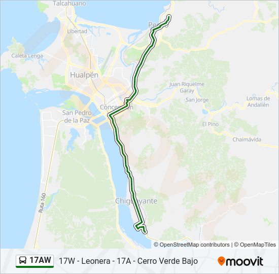 Mapa de 17AW de autobús
