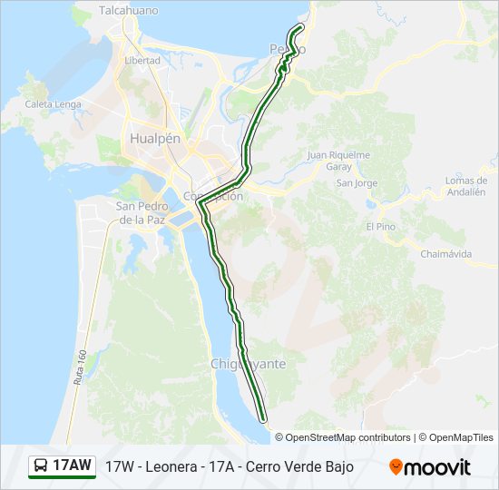 Mapa de 17AW de autobús