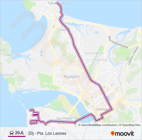 Mapa de 20JL de autobús