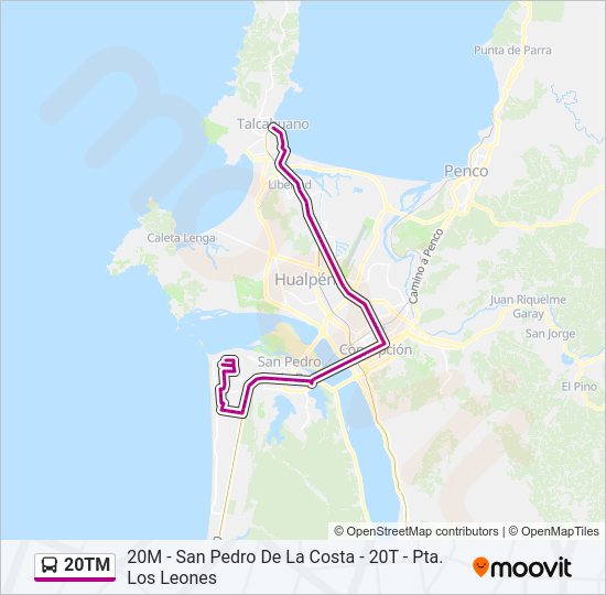 Mapa de 20TM de autobús