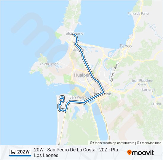 Mapa de 20ZW de autobús