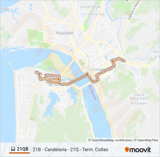 21QB Bus Line Map