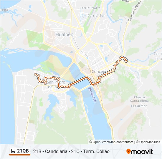 Mapa de 21QB de autobús