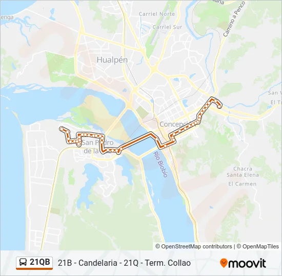 21QB Bus Line Map