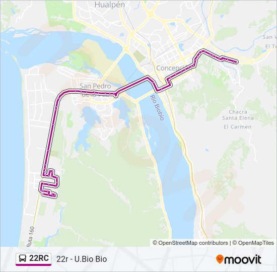 Mapa de 22RC de autobús