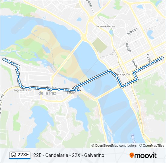 22XE Bus Line Map