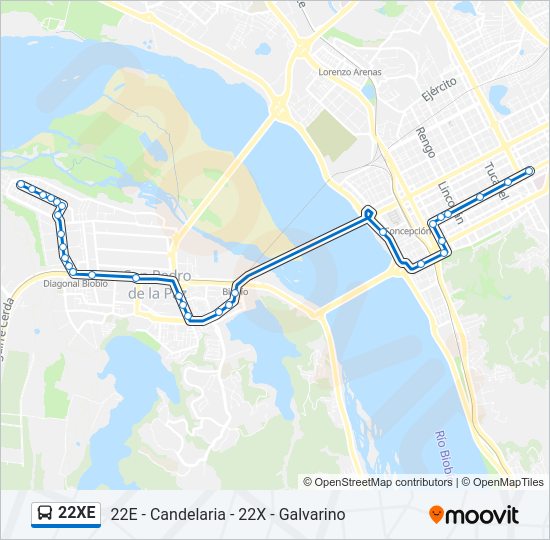 22XE Bus Line Map