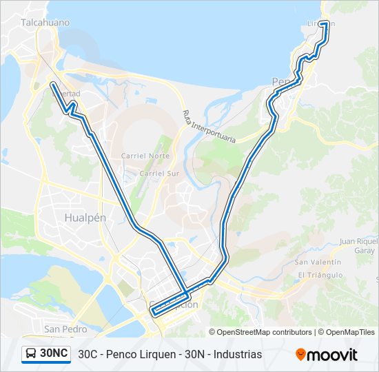 Mapa de 30NC de autobús