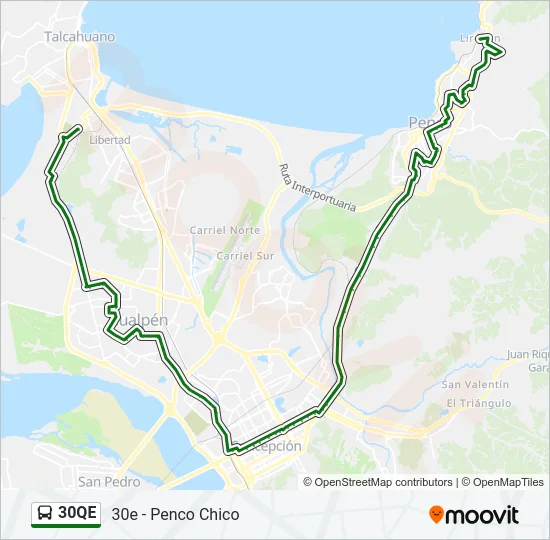 30QE Bus Line Map