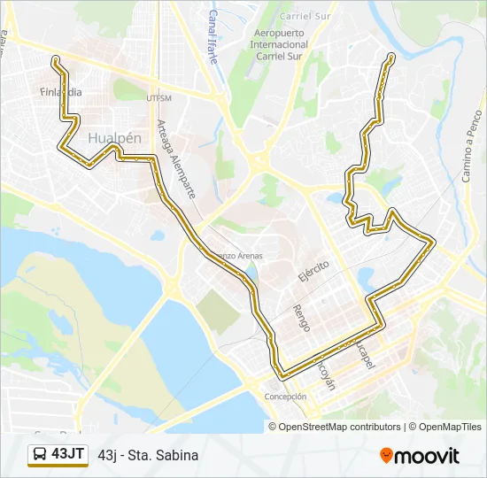 43JT Bus Line Map