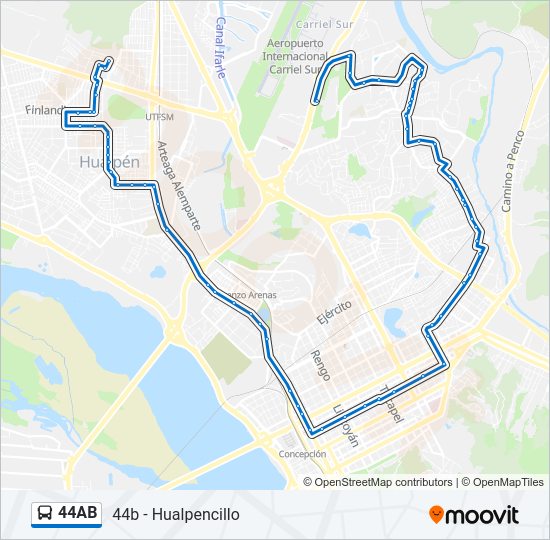 Mapa de 44AB de autobús
