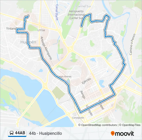 44AB Bus Line Map