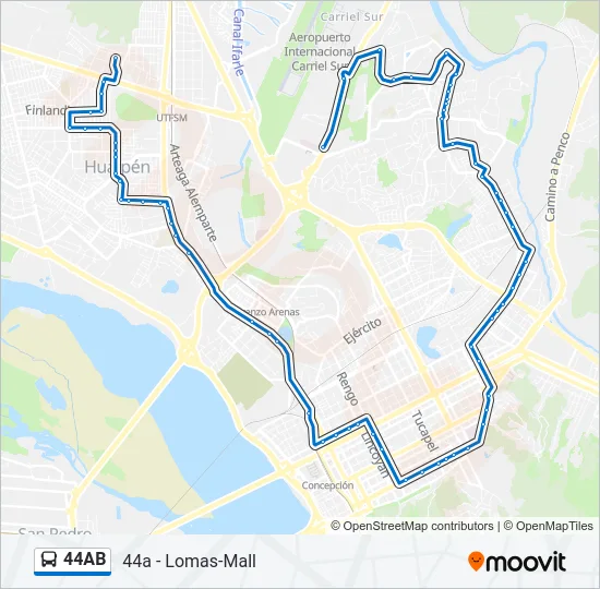 44AB Bus Line Map