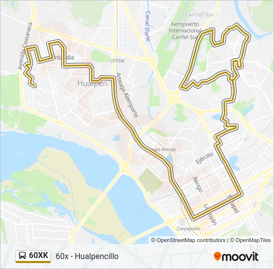 60XK Bus Line Map