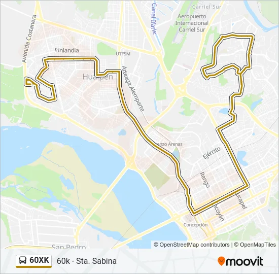 60XK Bus Line Map