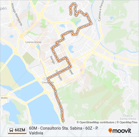 Mapa de 60ZM de autobús