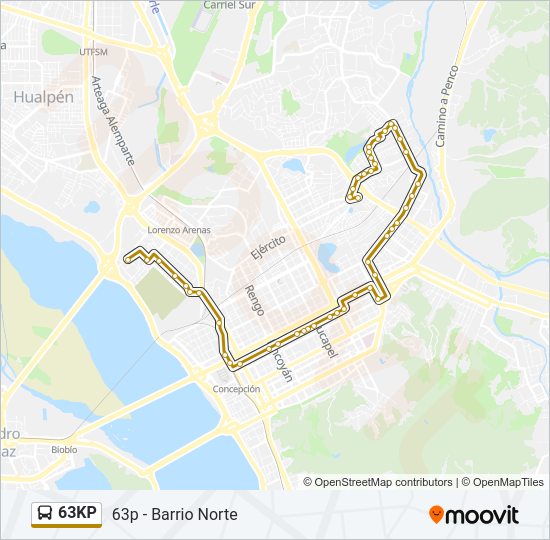 Mapa de 63KP de autobús