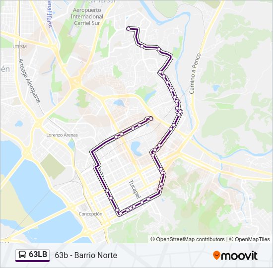 Mapa de 63LB de autobús