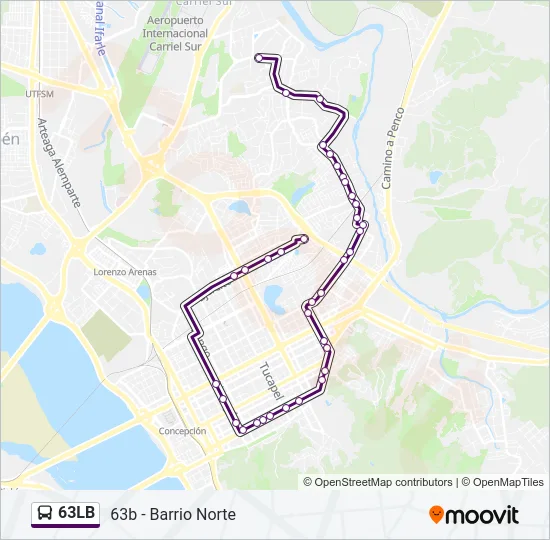 63LB Bus Line Map