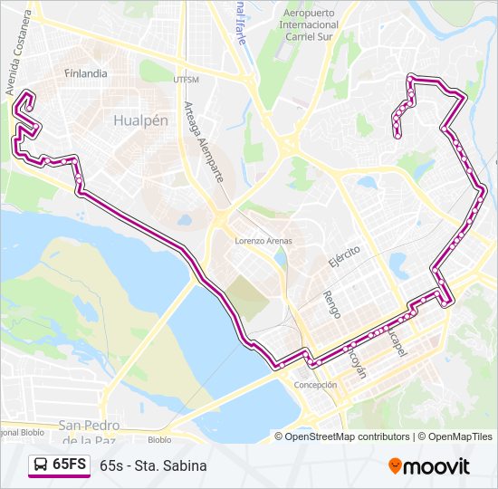 Mapa de 65FS de autobús