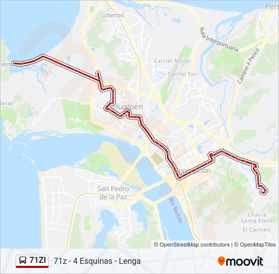 Mapa de 71ZI de autobús