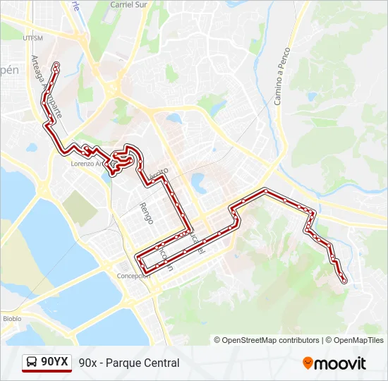 90YX Bus Line Map