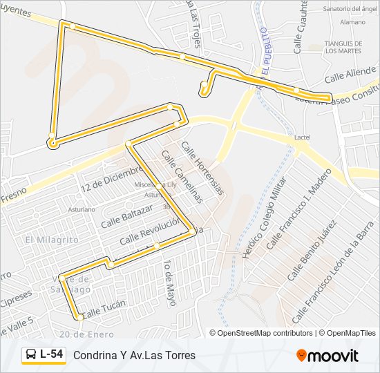 Mapa de L-54 de autobús