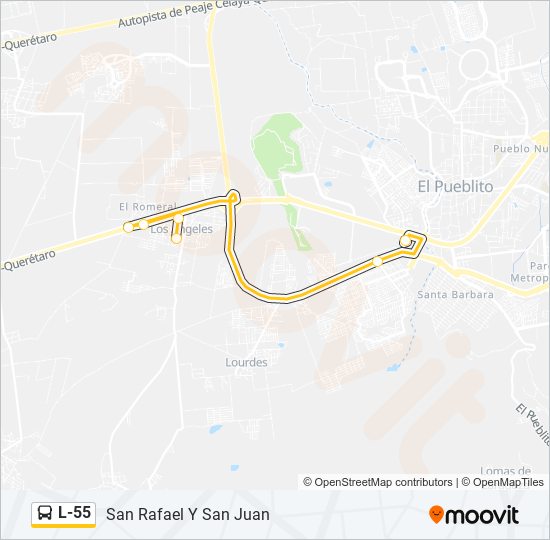 Mapa de L-55 de autobús