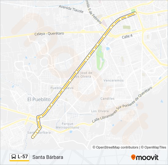 Mapa de L-57 de autobús