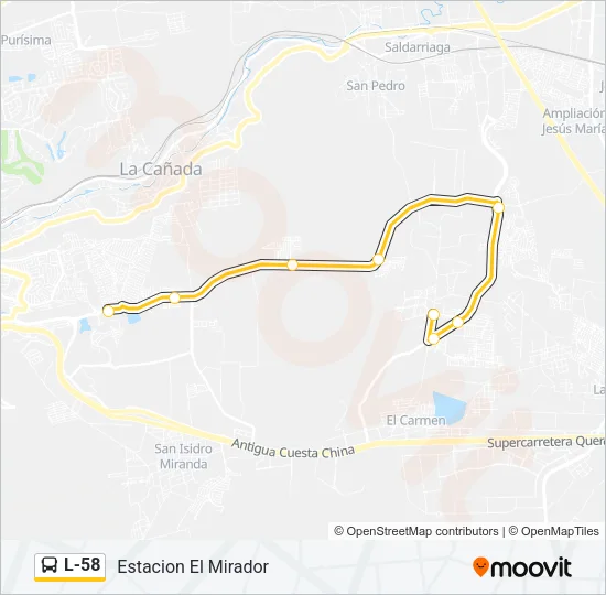L-58 Bus Line Map