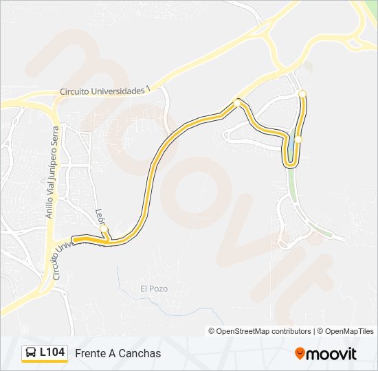 Mapa de L104 de autobús