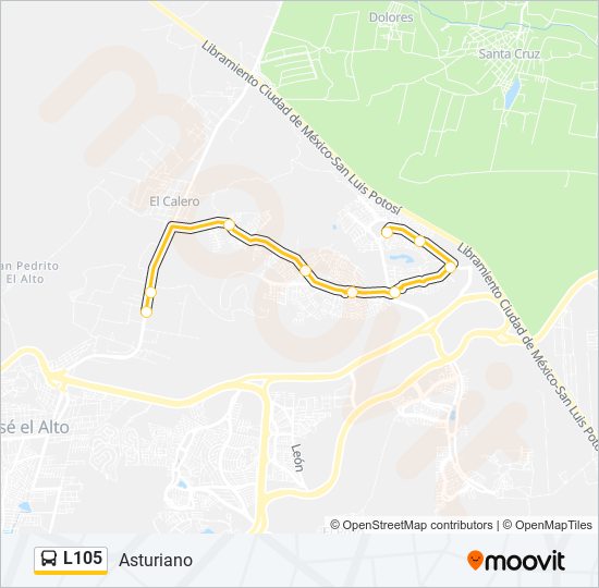 Mapa de L105 de autobús