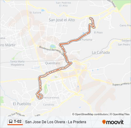 Mapa de T-02 de autobús