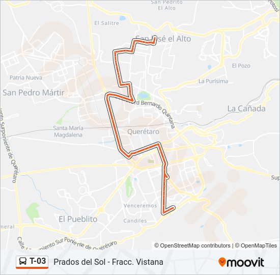 Mapa de T-03 de autobús